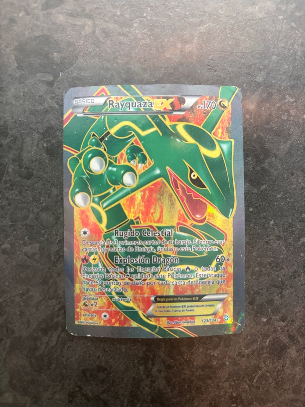 Rayquaza EX Pokémon Holo Foil Card - Green & Yellow
